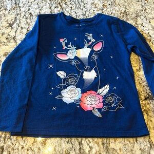 The Children's Place Blue Long Sleeve Tee with Deer and Floral Design